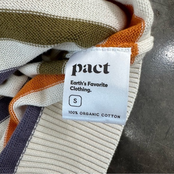 NWT Pact 100% Organic Cotton Classic Fine Knit Crew Neck Stripe Pullover Sweater - Picture 5 of 11